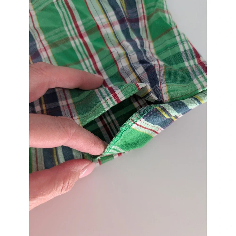 VTG Polo Ralph Lauren Plaid Madras Shorts Men 36 Green Cotton Preppy Grunge Golf